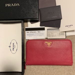 Prada Saffiano Zip Around Wallet